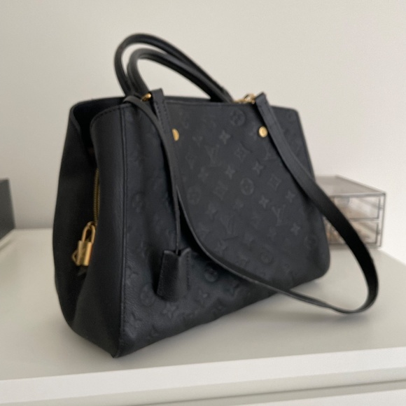 Louis Vuitton Black Monogram Empreinte Leather Montaigne MM Tote Bag - Picture 3 of 7